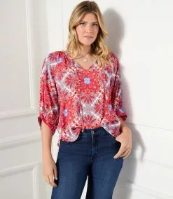 Karen Kane Plus Size Blouson Sleeve Top -karen kane Sales Shop karenkane 2023 spring 1L45241W PRT 005 1