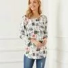Karen Kane 3/4 Sleeve Shirttail Top -karen kane Sales Shop karenkane 2023 spring 1L45244 PRT 001