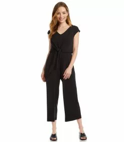 Karen Kane Petite Size Tie-Front Jumpsuit