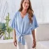 Karen Kane Tie-Front Top -karen kane Sales Shop karenkane 2023 spring 1L46526 CHA 001