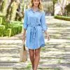 Karen Kane Chambray Shirtdress -karen kane Sales Shop karenkane 2023 spring 1L46533 CHA 001