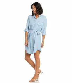 Karen Kane Chambray Shirtdress 14 Karen Kane Chambray Shirtdress -karen kane Sales Shop karenkane 2023 spring 1L46533 CHA 004