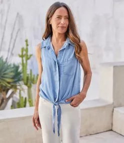 Karen Kane Sleeveless Tieâ€Front Top