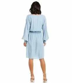 Karen Kane Long Sleeve Chambray Dress -karen kane Sales Shop karenkane 2023 spring 1L47206 CHA 004