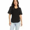 Karen Kane Contrast Satin Sleeve Top -karen kane Sales Shop karenkane 2023 spring 1L47207 BLK 001