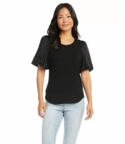 Karen Kane Contrast Satin Sleeve Top