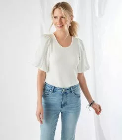 Karen Kane Contrast Satin Sleeve Top -karen kane Sales Shop karenkane 2023 spring 1L47207 OWH 002