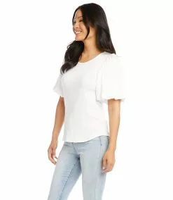 Karen Kane Contrast Satin Sleeve Top -karen kane Sales Shop karenkane 2023 spring 1L47207 OWH 004