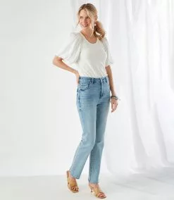 Karen Kane Contrast Satin Sleeve Top -karen kane Sales Shop karenkane 2023 spring 1L47207 OWH 006