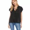 Karen Kane Flutter Sleeve Ruffle Top -karen kane Sales Shop karenkane 2023 spring 1L54192 BLK 001