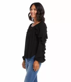 Karen Kane Ruffle Sleeve Top -karen kane Sales Shop karenkane 2023 spring 1L55205 BLK 003