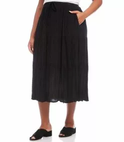 Karen Kane Plus Size Tiered Midi Skirt -karen kane Sales Shop karenkane 2023 spring 1L55220W BLK 003