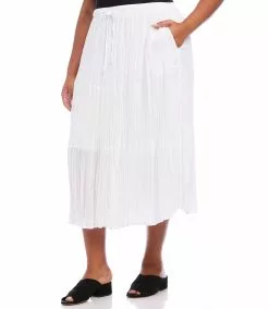 Karen Kane Plus Size Tiered Midi Skirt -karen kane Sales Shop karenkane 2023 spring 1L55220W OWH 003