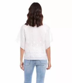 Karen Kane Embroidered Modern Sleeve Top -karen kane Sales Shop karenkane 2023 spring 1L63551 OWH 002