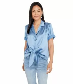 Karen Kane Roll Sleeve Tie-Front Top