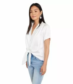 Karen Kane Roll Sleeve Tie-Front Top -karen kane Sales Shop karenkane 2023 spring 1L68125 OWH 003
