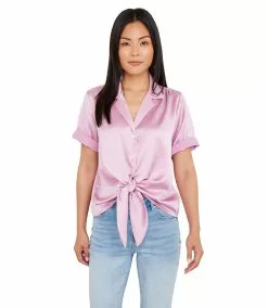 Karen Kane Roll Sleeve Tie-Front Top