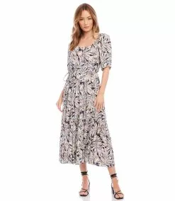 Karen Kane Petite Size Puff Sleeve Dress