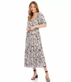 Karen Kane Petite Size Puff Sleeve Dress -karen kane Sales Shop karenkane 2023 spring 1L69310P PRT 004 1