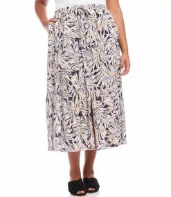 Karen Kane Plus Size Tiered Midi Skirt -karen kane Sales Shop karenkane 2023 spring 1L69312W PRT 005