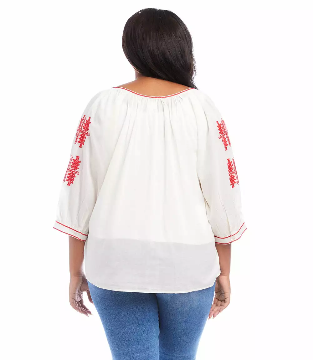 Karen Kane Plus Size 3/4 Sleeve Embroidered Top 5 Karen Kane Plus Size 3/4 Sleeve Embroidered Top - Image 3