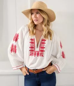 Karen Kane Plus Size 3/4 Sleeve Embroidered Top 16 Karen Kane Plus Size 3/4 Sleeve Embroidered Top -karen kane Sales Shop karenkane 2023 spring 1L70170W CRE 006