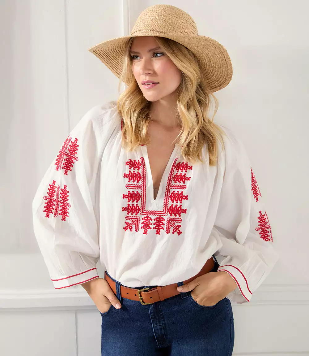 Karen Kane Plus Size 3/4 Sleeve Embroidered Top 8 Karen Kane Plus Size 3/4 Sleeve Embroidered Top - Image 6