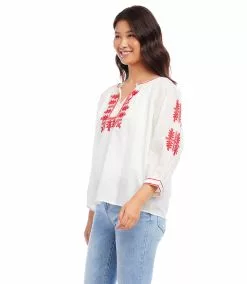 Karen Kane 3/4 Sleeve Embroidered Top -karen kane Sales Shop karenkane 2023 spring 1L70170 CRE 005