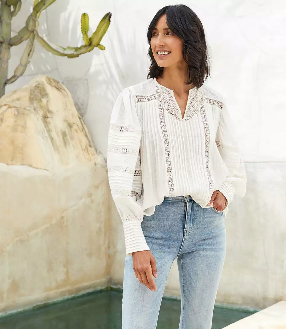 Karen Kane Blouson Sleeve Lace Top 3 Karen Kane Blouson Sleeve Lace Top