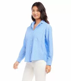 Karen Kane Stripe Shirt -karen kane Sales Shop karenkane 2023 spring 1L74559 BLU 004
