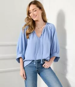 Karen Kane Blouson Sleeve Top 18 Karen Kane Blouson Sleeve Top -karen kane Sales Shop karenkane 2023 spring 1L78203 BLU 008