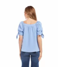 Karen Kane Square Neck Top -karen kane Sales Shop karenkane 2023 spring 1L78204 BLU 002