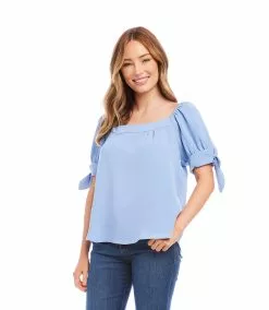 Karen Kane Square Neck Top -karen kane Sales Shop karenkane 2023 spring 1L78204 BLU 003
