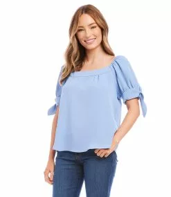 Karen Kane Petite Size Square Neck Top -karen kane Sales Shop karenkane 2023 spring 1L78205P BLU 003