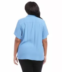 Karen Kane Plus Size Camp Shirt -karen kane Sales Shop karenkane 2023 spring 1L87568W BAB 003