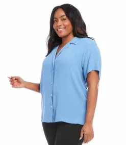 Karen Kane Plus Size Camp Shirt -karen kane Sales Shop karenkane 2023 spring 1L87568W BAB 004 1