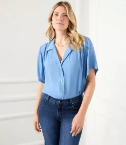 Karen Kane Plus Size Camp Shirt -karen kane Sales Shop karenkane 2023 spring 1L87568W BAB 006