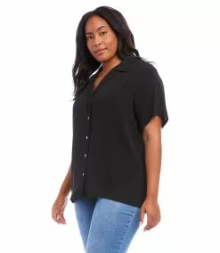 Karen Kane Plus Size Camp Shirt -karen kane Sales Shop karenkane 2023 spring 1L87568W BLK 004 1