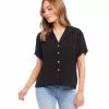 Karen Kane Camp Shirt -karen kane Sales Shop karenkane 2023 spring 1L87568 BLK 001