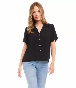Karen Kane Camp Shirt -karen kane Sales Shop karenkane 2023 spring 1L87568 BLK 004