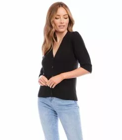 Karen Kane Puff Sleeve Cardigan -karen kane Sales Shop karenkane 2023 spring 1L89630 BLK 003
