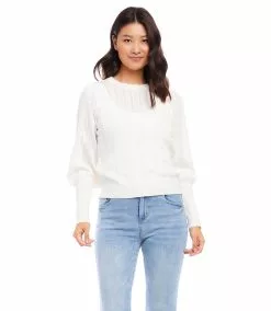 Karen Kane Pointelle Sweater -karen kane Sales Shop karenkane 2023 spring 1L89635 IVO 006