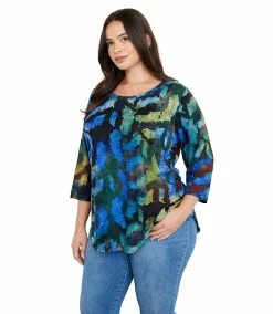Karen Kane Plus Size Tie Dye Burnout Shirttail Top -karen kane Sales Shop karenkane 2023 spring 1N94253W BG 003