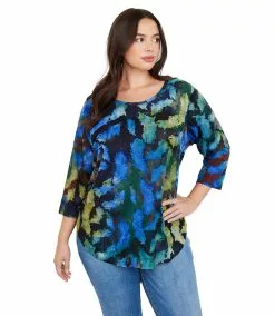 Karen Kane Plus Size Tie Dye Burnout Shirttail Top -karen kane Sales Shop karenkane 2023 spring 1N94253W BG 004
