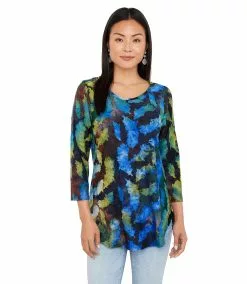 Karen Kane Tie-Dye Burnout Shirttail Top