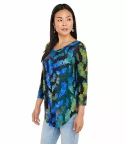 Karen Kane Tie-Dye Burnout Shirttail Top -karen kane Sales Shop karenkane 2023 spring 1N94253 BGR 003