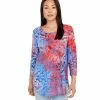 Karen Kane Tie-Dye Burnout Shirttail Top -karen kane Sales Shop karenkane 2023 spring 1N94254 RED 001