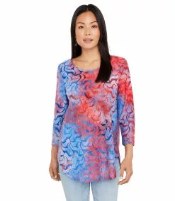 Karen Kane Tie-Dye Burnout Shirttail Top