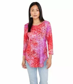 Karen Kane Tie-Dye Burnout Shirttail Top