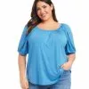 Karen Kane Plus Size Knit Peasant Top -karen kane Sales Shop karenkane 2023 spring 2L13016W CAPB 001